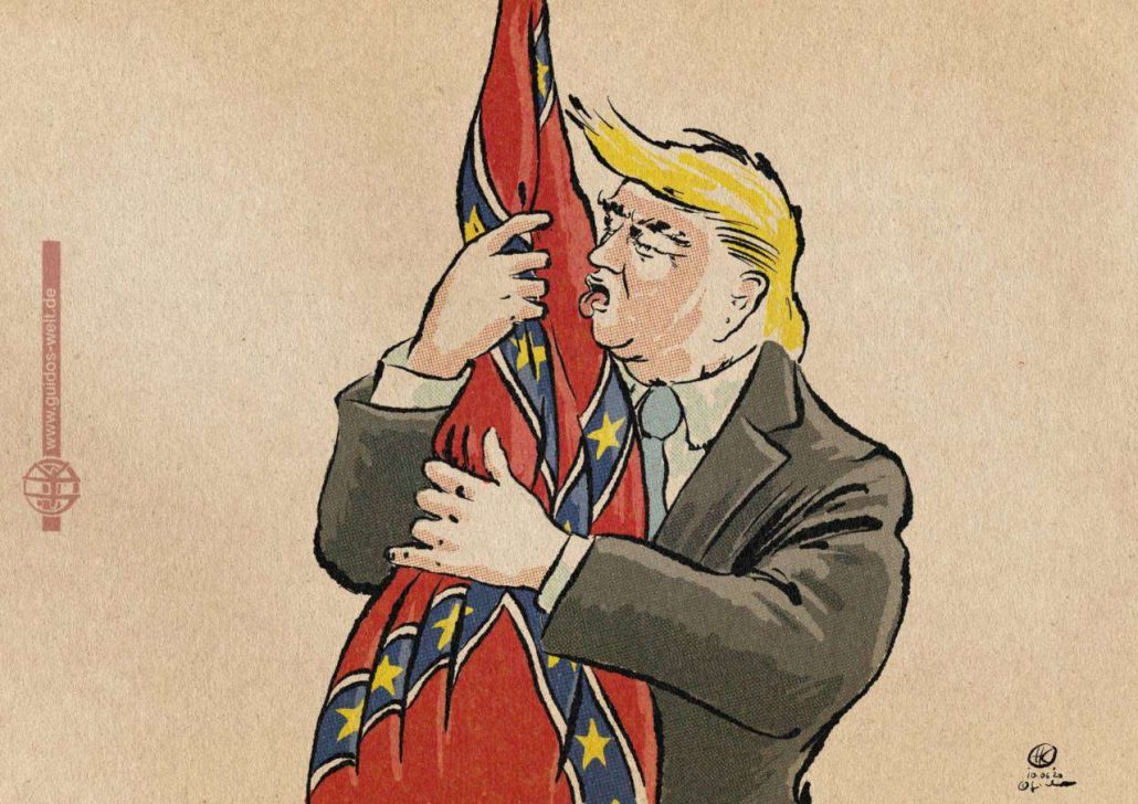 Trump honors the flag